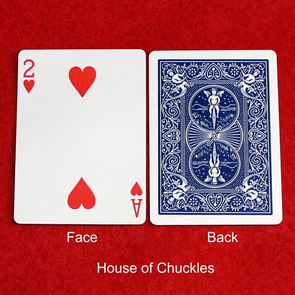 2 of Hearts / Ace of Hearts - Mis-Indexed - Custom Printed Bicycle Gaff Playing Card, Back Option: Blue