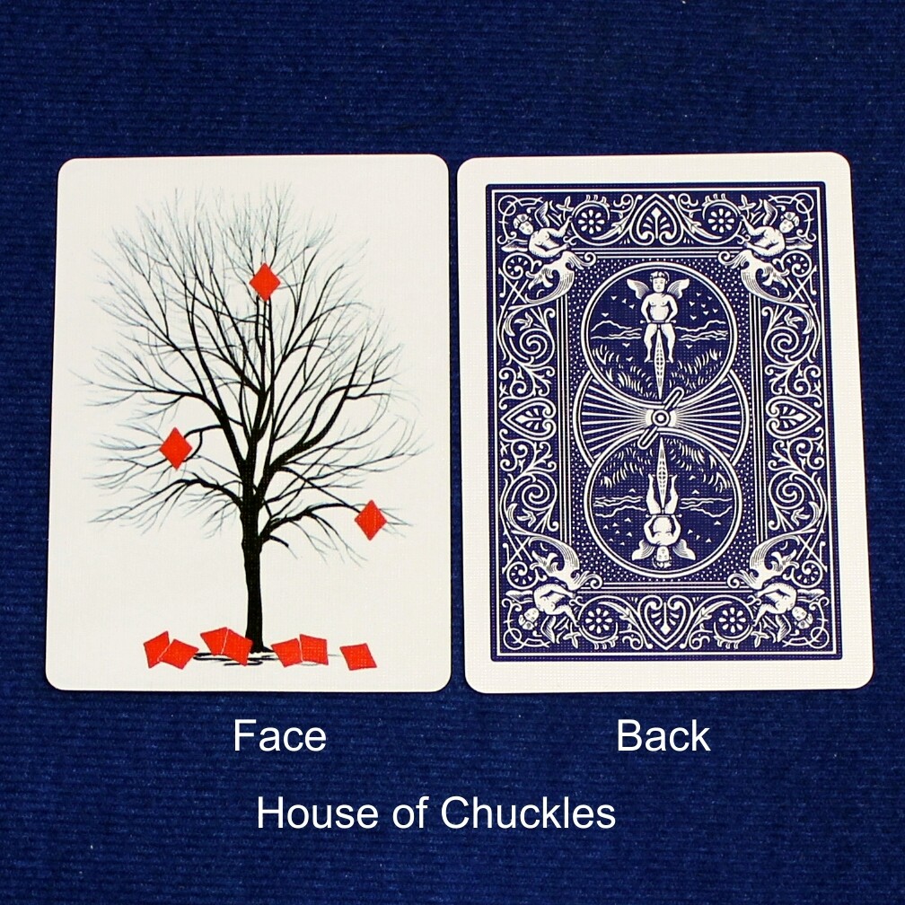 Tree of Falling Diamonds - Custom Printed Bicycle Gaff Playing Card, Back Option: Blue