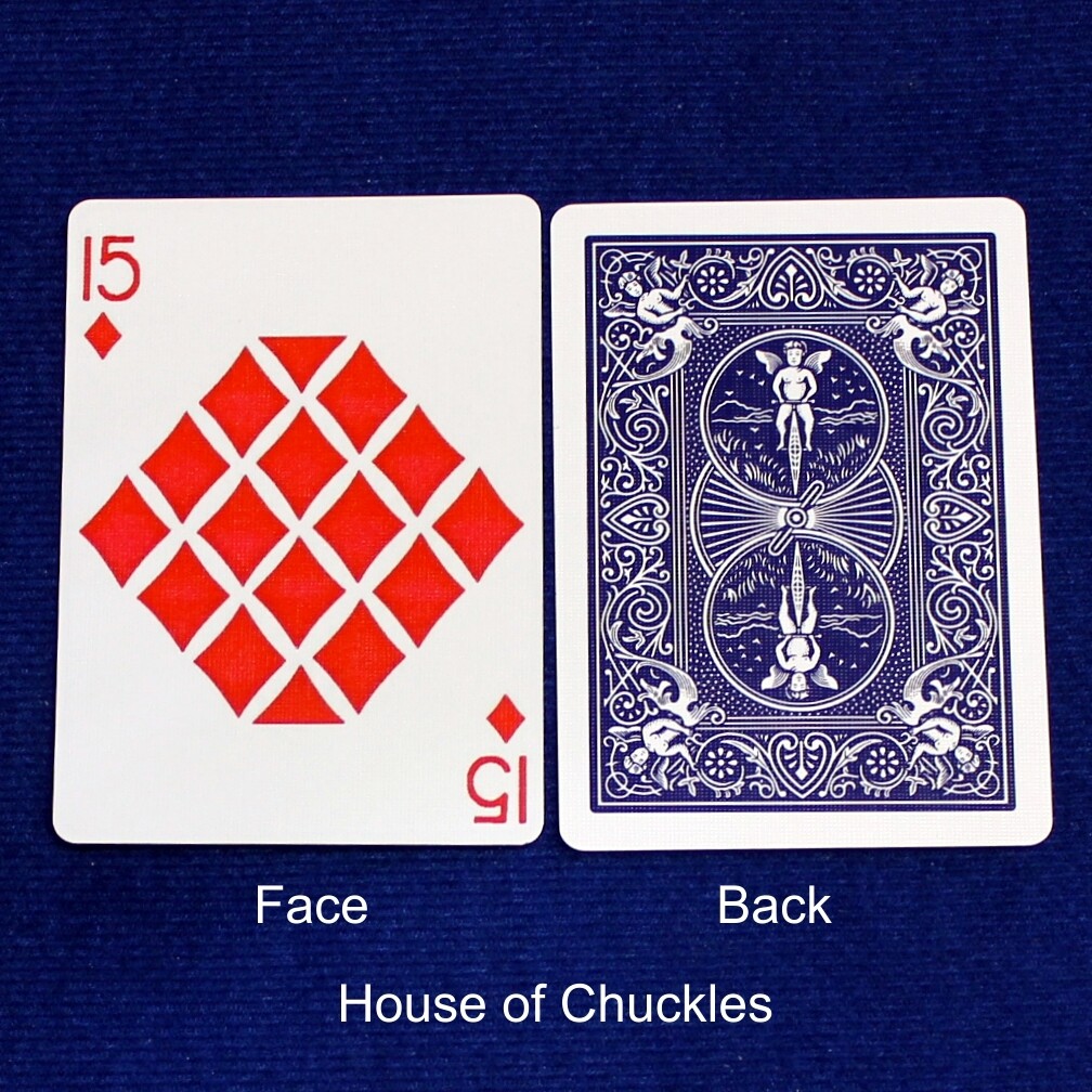 15 of Diamonds #2 - Bicycle, Custom Printed Gaff Playing Card, Back Option: Blue