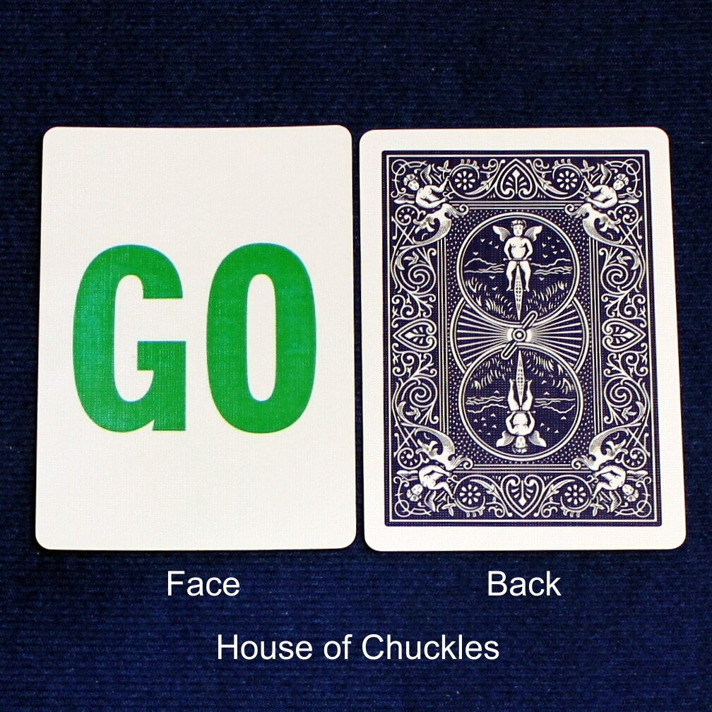 Go - Custom Printed Bicycle Gaff Playing Card, Back Option: Blue