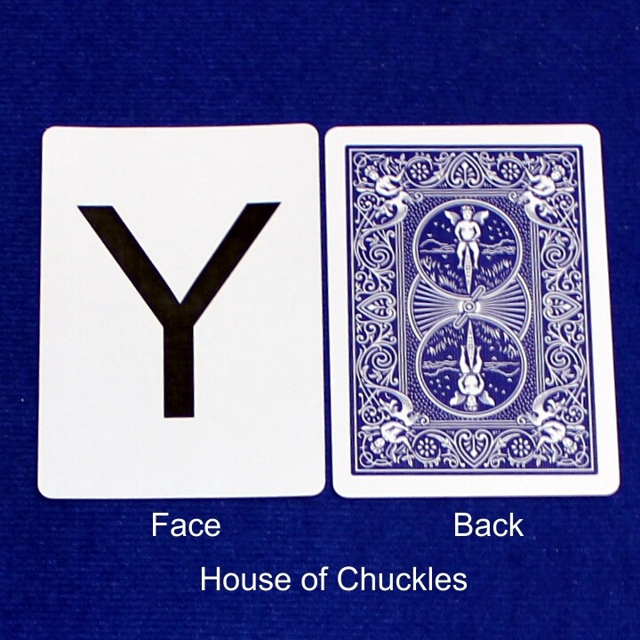 Letter Y - Custom Printed Bicycle Gaff Playing Card, Back Option: Blue