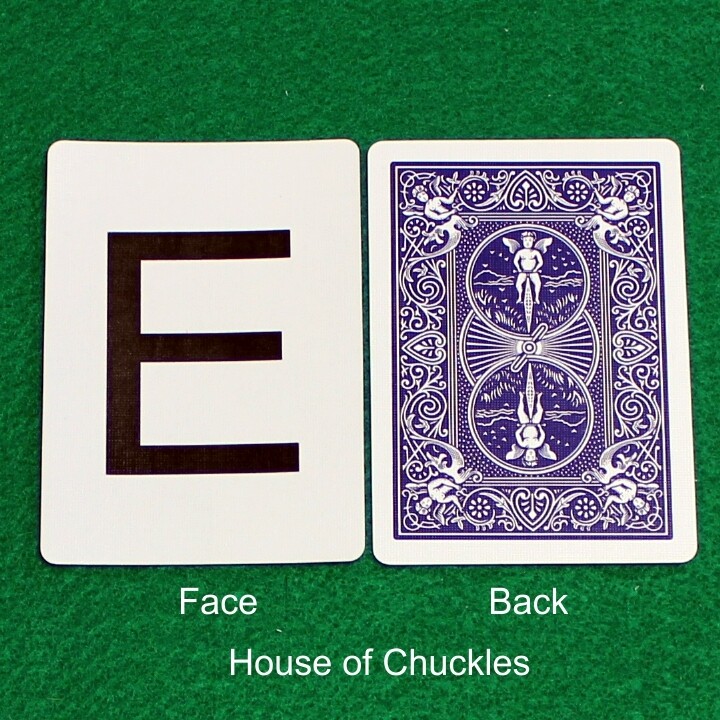 Letter E - Custom Printed Bicycle Gaff Playing Card, Back Option: Blue
