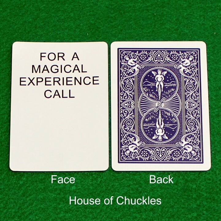 For A Magical Experience Call - Custom Printed Bicycle Gaff Playing Card, Back Option: Blue