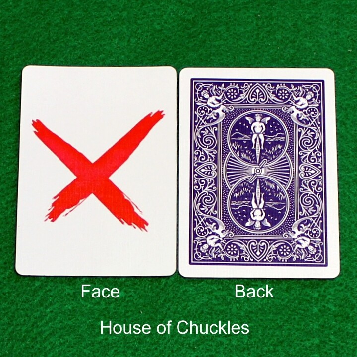 Red X - Custom Printed Bicycle Gaff Playing Card, Back Option: Blue