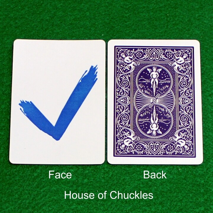 Check Mark - Custom Printed Bicycle Gaff Playing Card, Back Option: Blue