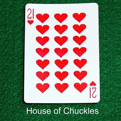 21 of Hearts - Bicycle, Custom Printed Gaff Playing Card
