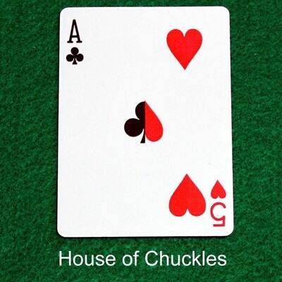 Ace of Clubs / 5 of Hearts - Half n Half Vertical - Custom Printed Bicycle Gaff Playing Card
