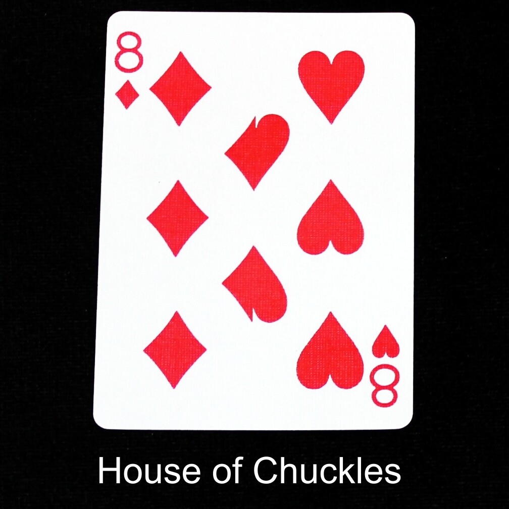 8 of Diamonds / Hearts - Half n Half Vertical - Custom Printed Bicycle Gaff Playing Card