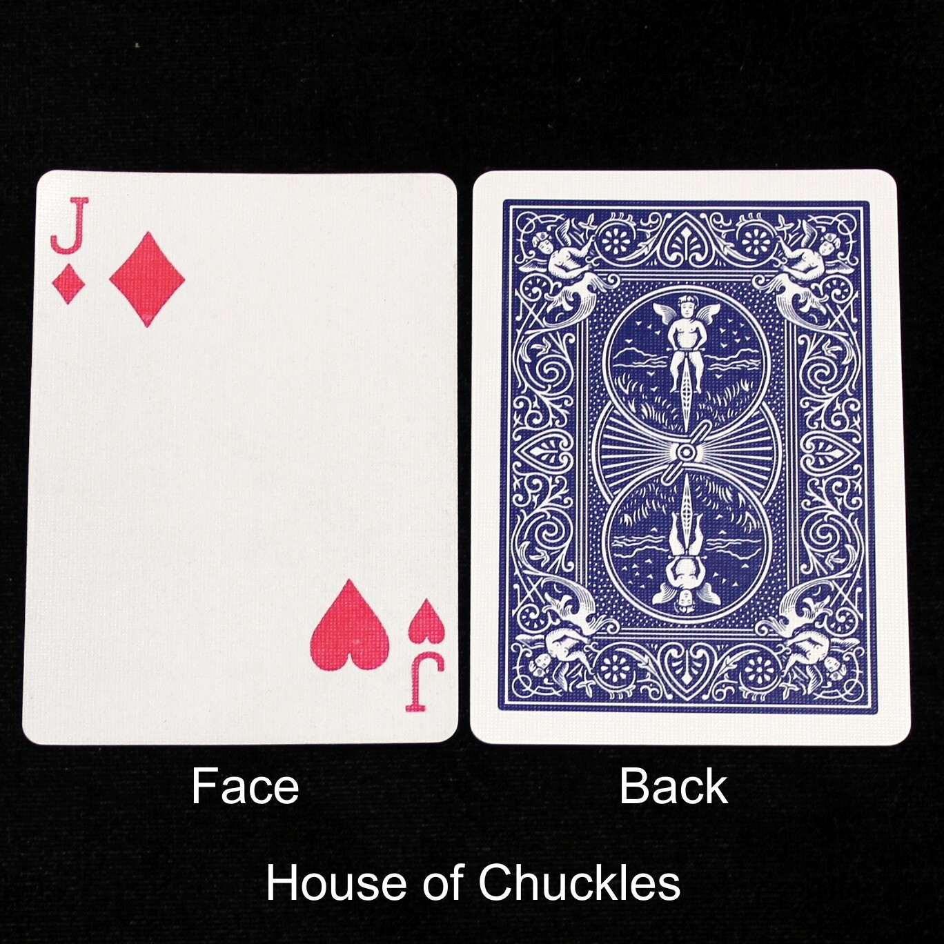 Jack of Diamonds / Hearts - Mis-Indexed - Custom Printed Bicycle Gaff Playing Card, Back Option: Blue