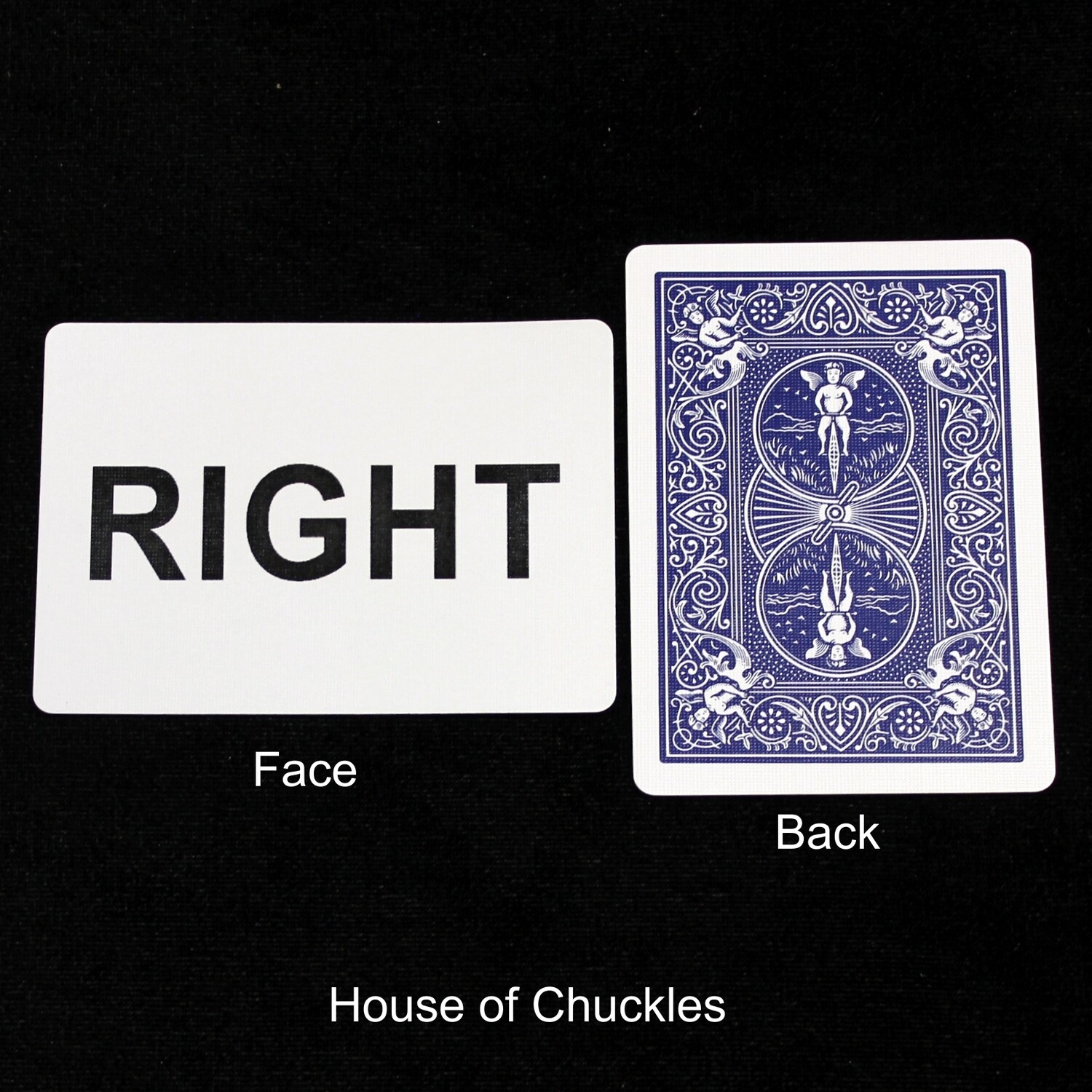 Right - Custom Printed Bicycle Gaff Playing Card, Back Option: Blue