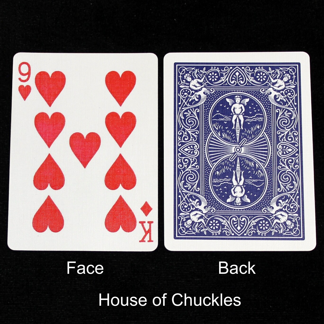 9 of Hearts / King - Mis-Indexed - Custom Printed Bicycle Gaff Playing Card, Back Option: Blue
