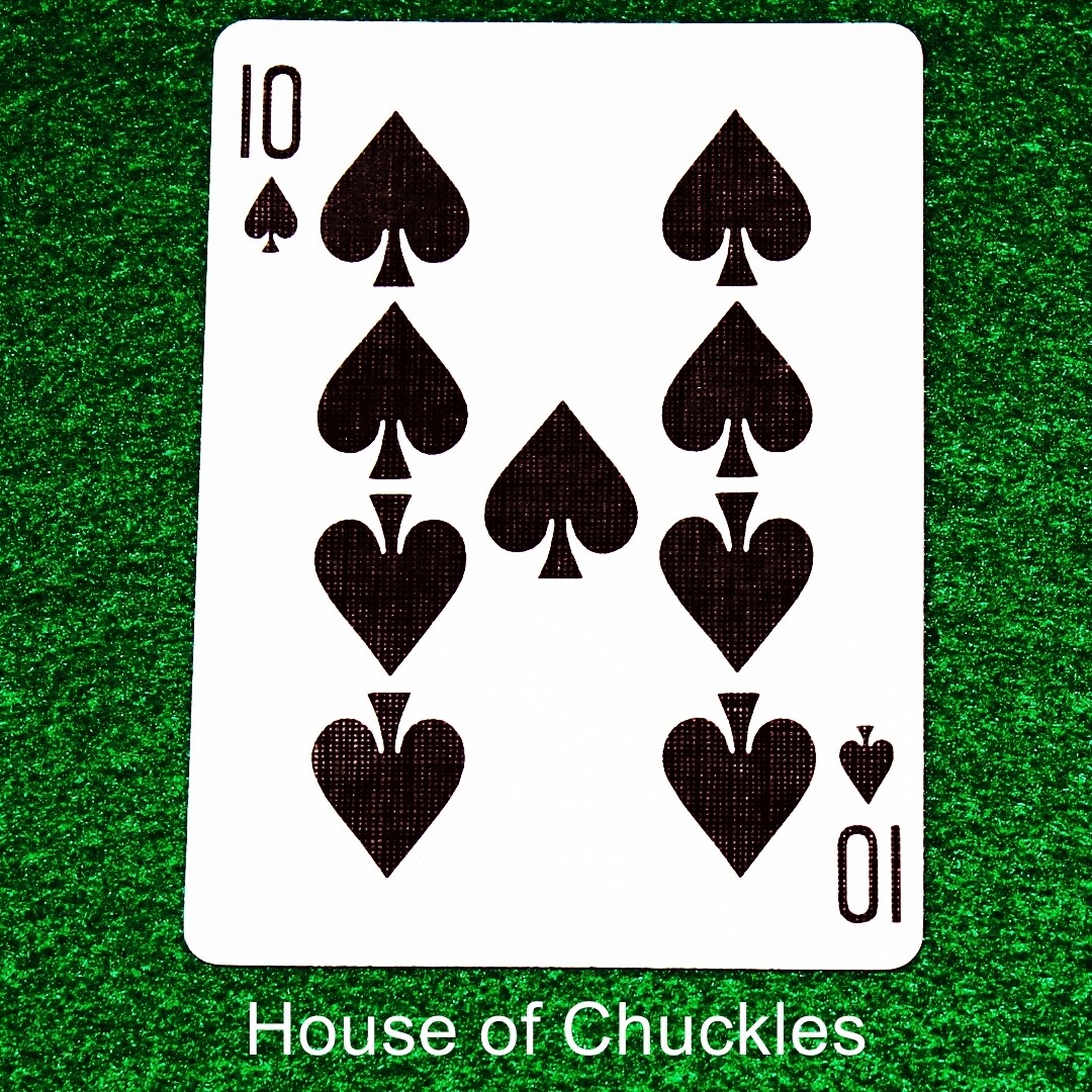 10 of Spades with 9 Pips - Mis-Matched - Custom Printed Bicycle Gaff Playing Card