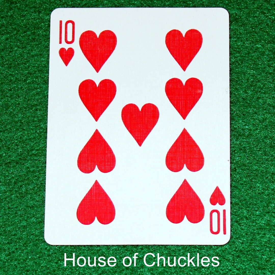 10 of Hearts with 9 Pips - Mis-Matched - Custom Printed Bicycle Gaff Playing Card