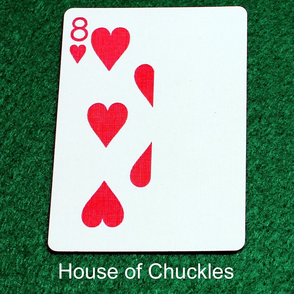 8 of Hearts | Blank - Half n Half Vertical - Bicycle, Custom Printed Gaff Playing Card