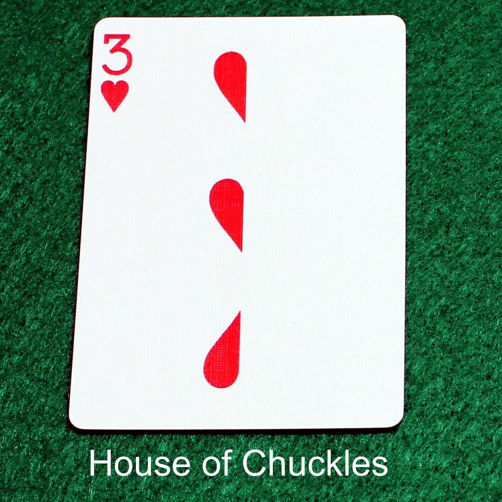 3 of Hearts | Blank - Half n Half Vertical - Bicycle, Custom Printed Gaff Playing Card