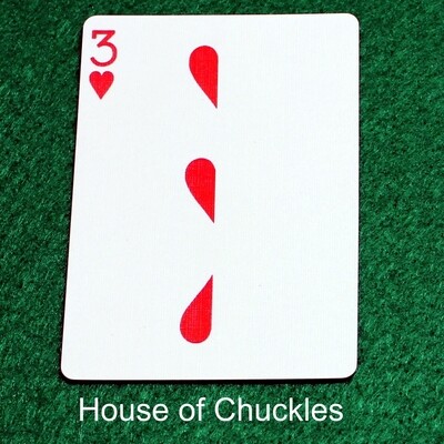 3 of Hearts | Blank - Half n Half Vertical - Bicycle, Custom Printed Gaff Playing Card