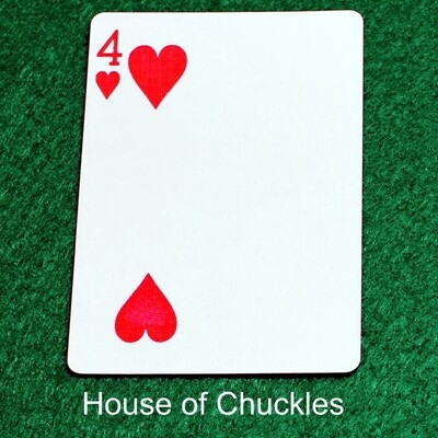4 of Hearts | Blank - Half n Half Vertical - Bicycle, Custom Printed Gaff Playing Card