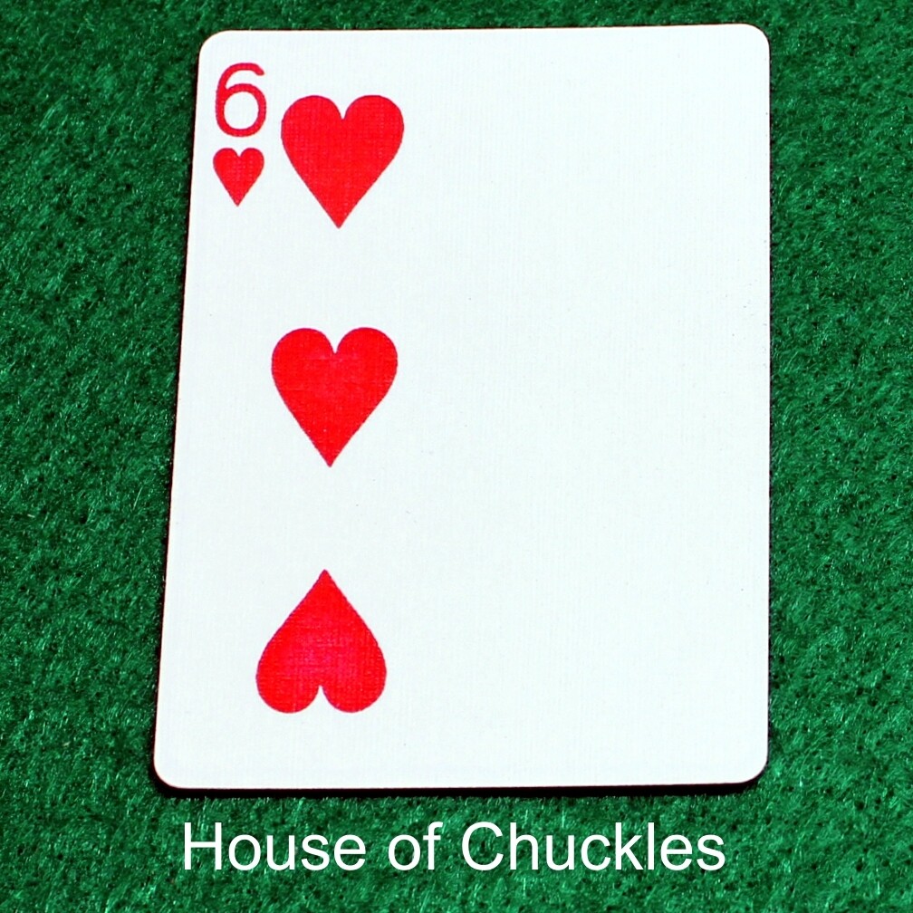6 of Hearts | Blank - Half n Half Vertical - Bicycle, Custom Printed Gaff Playing Card