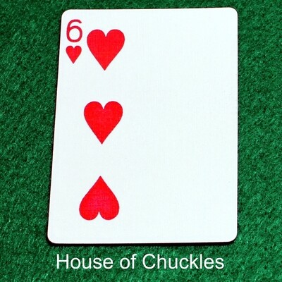 6 of Hearts | Blank - Half n Half Vertical - Bicycle, Custom Printed Gaff Playing Card