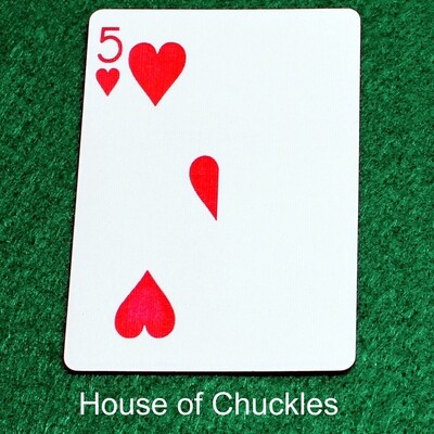 5 of Hearts | Blank - Half n Half Vertical - Bicycle, Custom Printed Gaff Playing Card