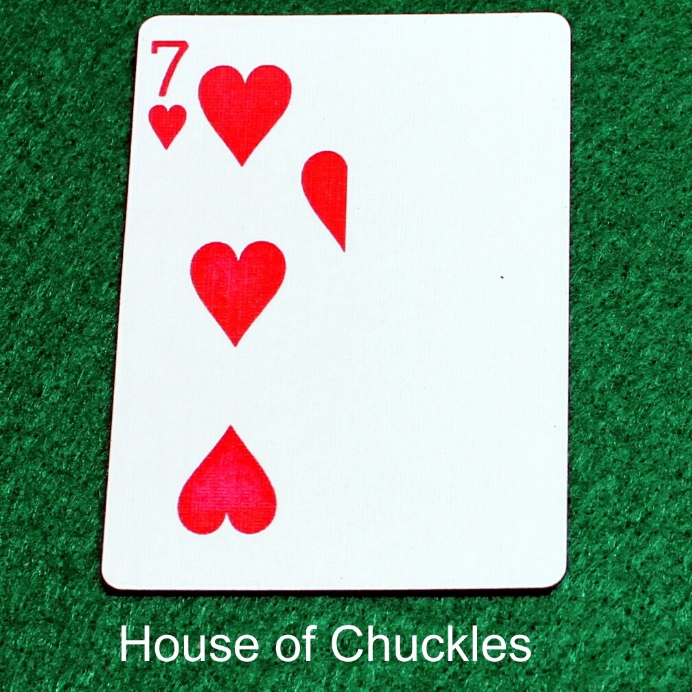 7 of Hearts | Blank - Half n Half Vertical - Bicycle, Custom Printed Gaff Playing Card