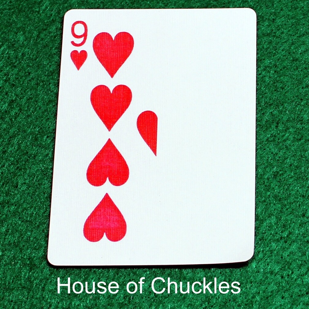 9 of Hearts | Blank - Half n Half Vertical - Bicycle, Custom Printed Gaff Playing Card