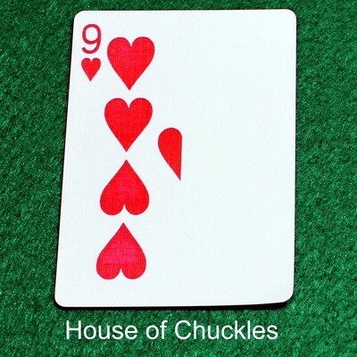 9 of Hearts | Blank - Half n Half Vertical - Bicycle, Custom Printed Gaff Playing Card