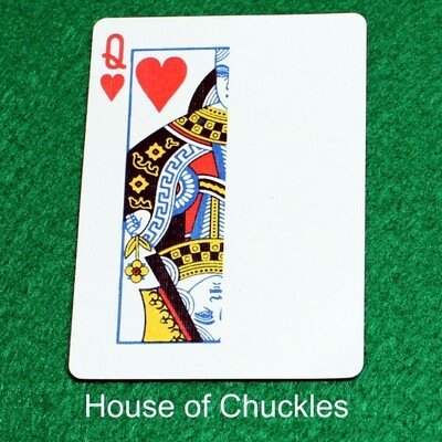 Queen of Hearts | Blank - Half n Half Vertical - Bicycle, Custom Printed Gaff Playing Card