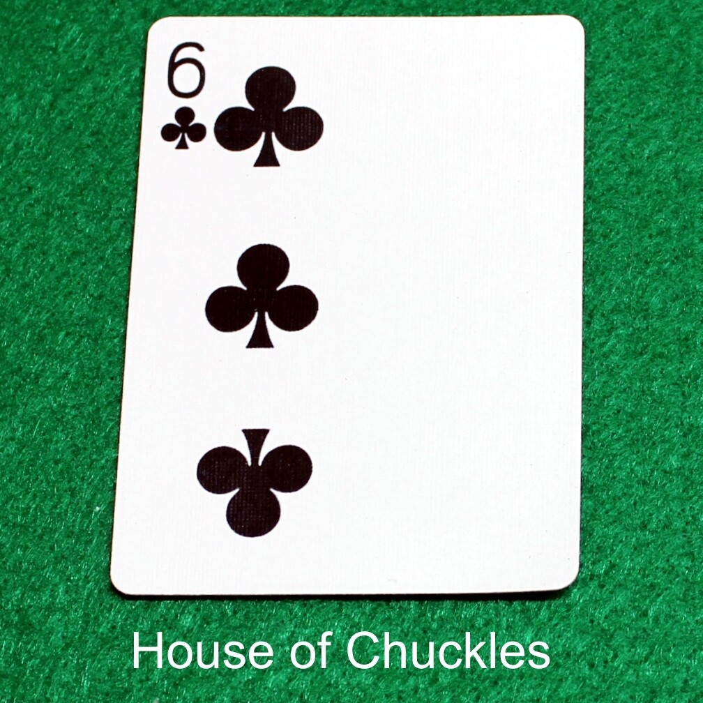 6 of Clubs | Blank - Half n Half Vertical - Bicycle, Custom Printed Gaff Playing Card
