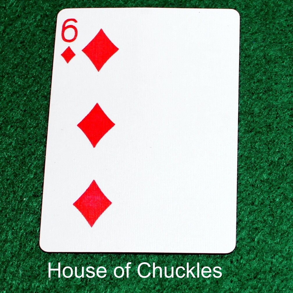 6 of Diamonds | Blank - Half n Half Vertical - Bicycle, Custom Printed Gaff Playing Card