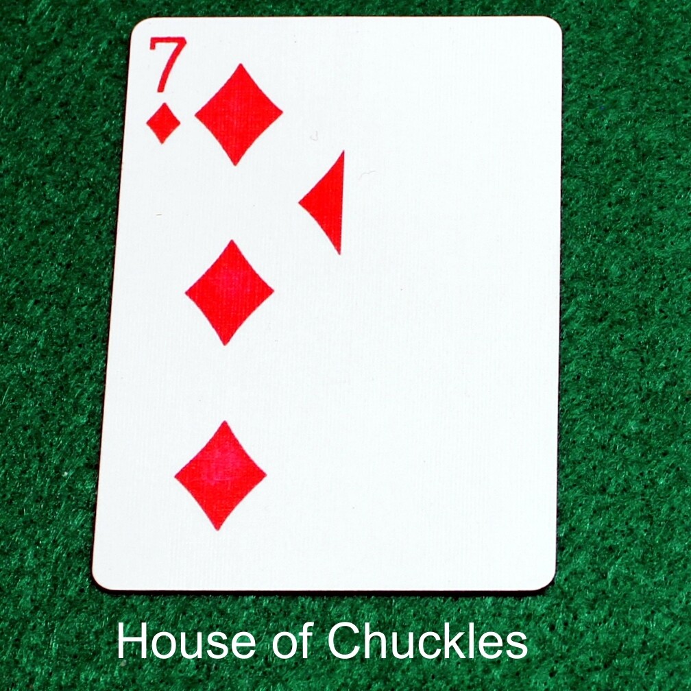 7 of Diamonds | Blank - Half n Half Vertical - Bicycle, Custom Printed Gaff Playing Card