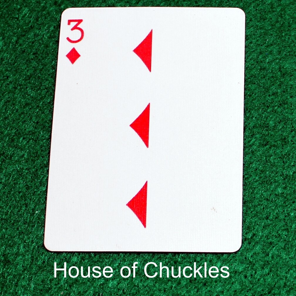 3 of Diamonds | Blank - Half n Half Vertical - Bicycle, Custom Printed Gaff Playing Card