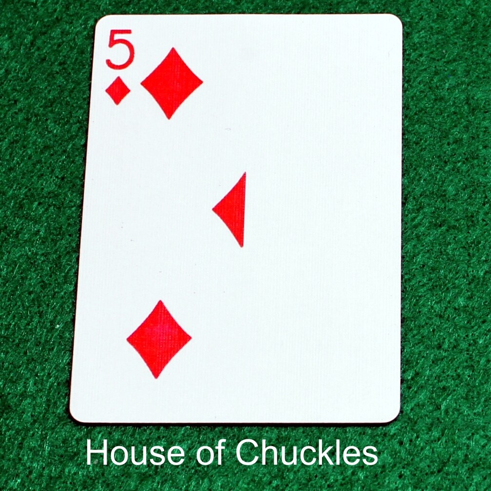 5 of Diamonds | Blank - Half n Half Vertical - Bicycle, Custom Printed Gaff Playing Card