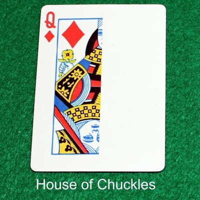Queen of Diamonds | Blank - Half n Half Vertical - Bicycle, Custom Printed Gaff Playing Card