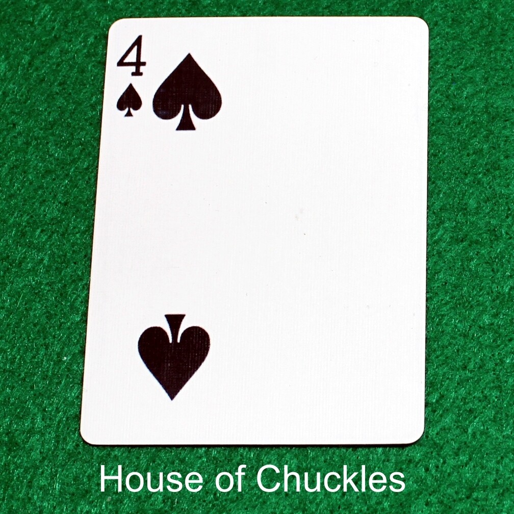4 of Spades | Blank - Half n Half Vertical - Bicycle, Custom Printed Gaff Playing Card