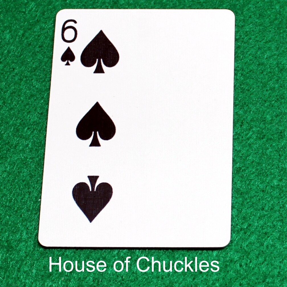 6 of Spades | Blank - Half n Half Vertical - Bicycle, Custom Printed Gaff Playing Card