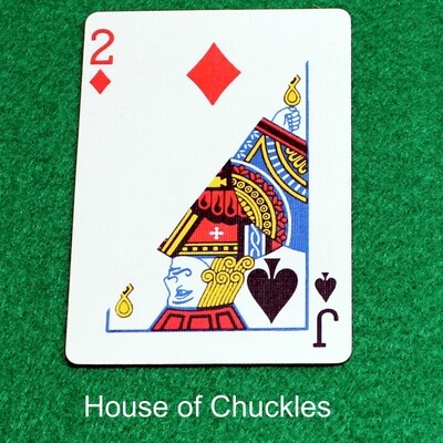 2 of Diamonds / Jack of Spades - Half &amp; Half Diagonal - Corner to Corner - Bicycle, Custom Printed Gaff Playing Card
