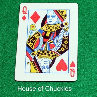 Queen of Diamonds / Hearts - Half &amp; Half Diagonal - Corner to Corner - Bicycle, Custom Printed Gaff Playing Card