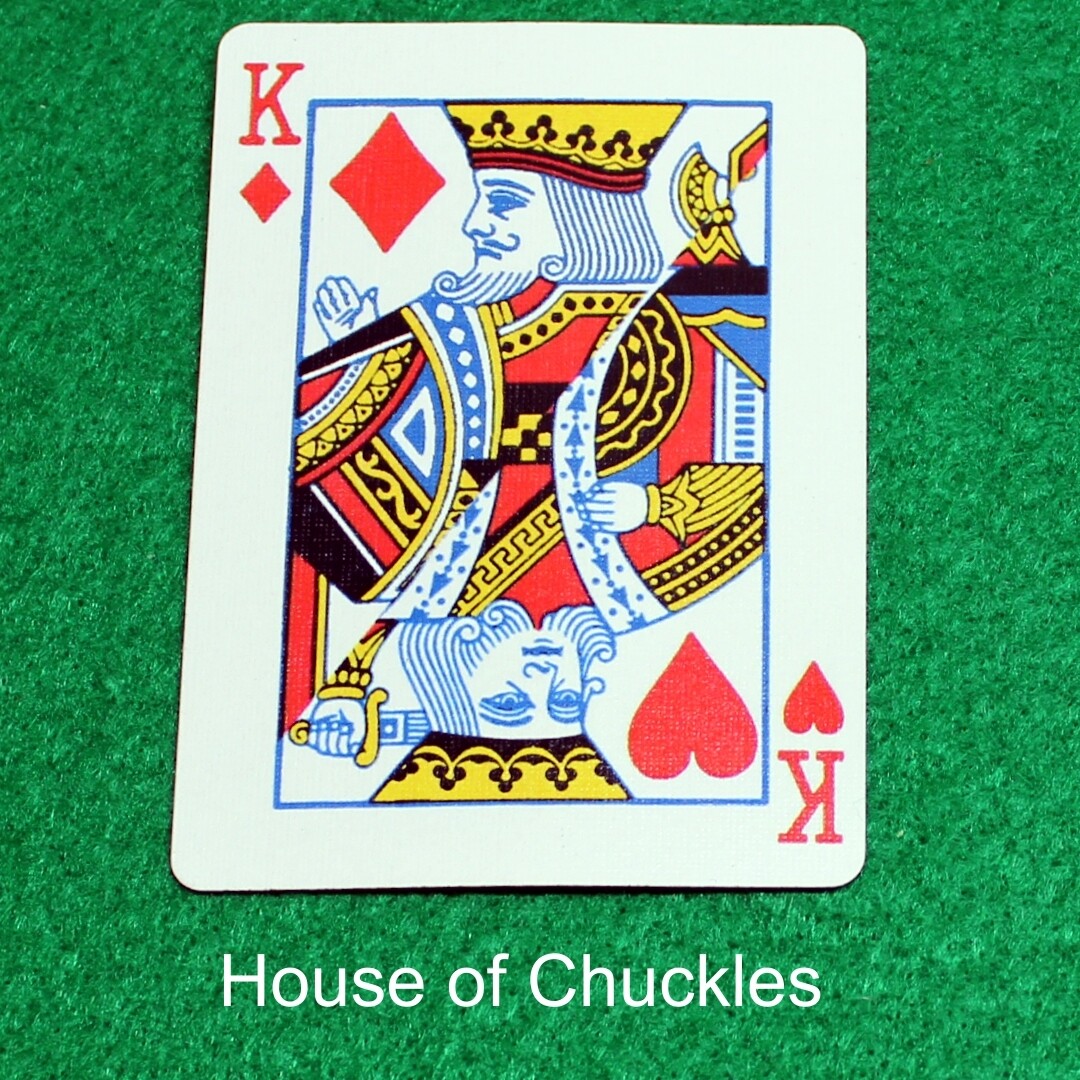 King of Diamonds / Hearts - Half &amp; Half Diagonal - Corner to Corner - Bicycle, Custom Printed Gaff Playing Card