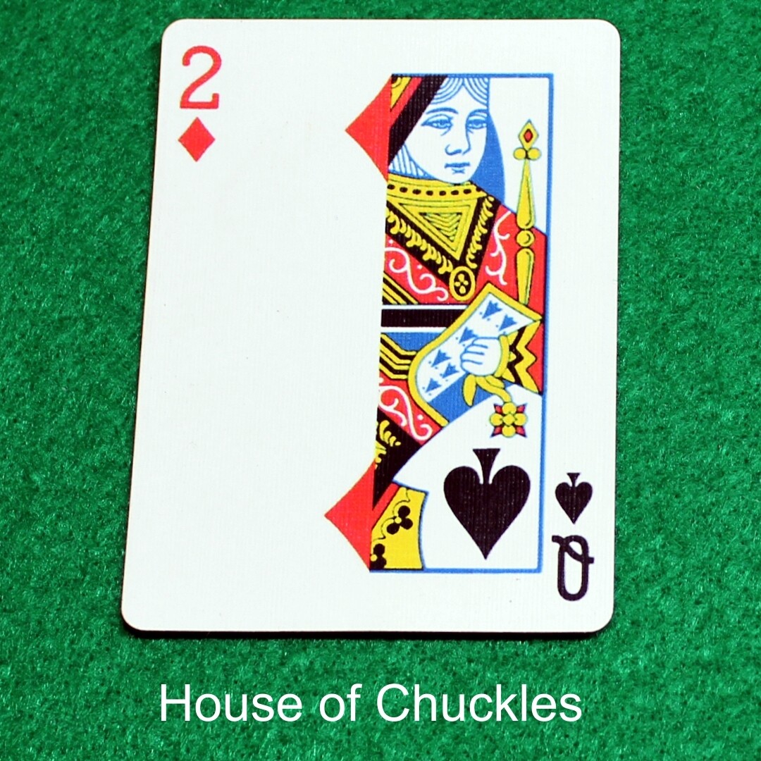 2 of Diamonds / Queen of Spades - Half n Half Vertical - Custom Printed Bicycle Gaff Playing Card