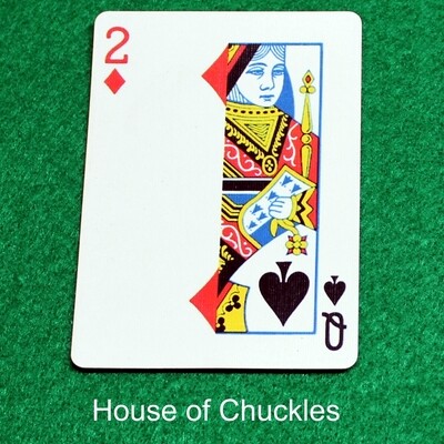 2 of Diamonds / Queen of Spades - Half n Half Vertical - Custom Printed Bicycle Gaff Playing Card
