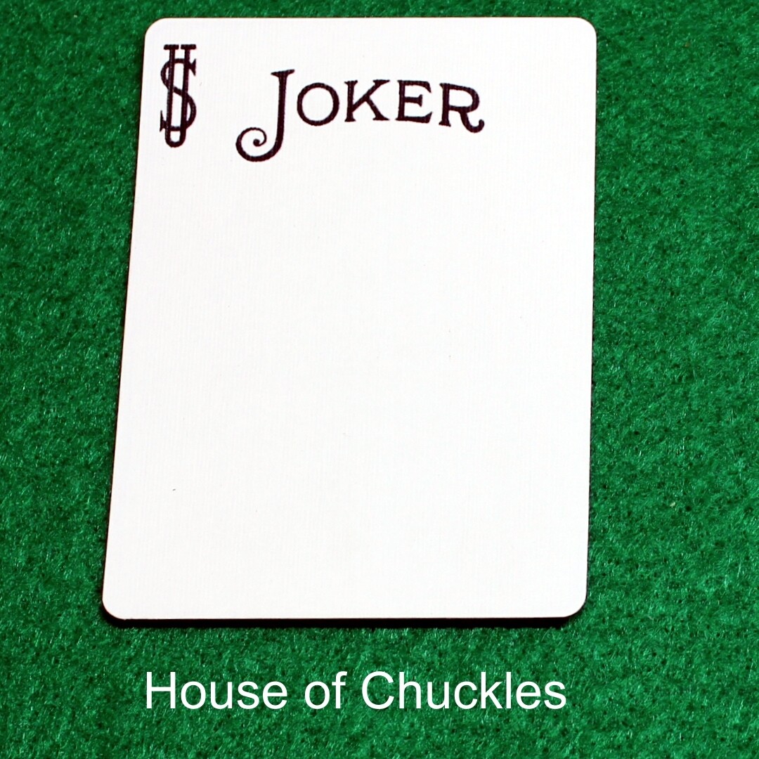 Black White Joker - Pip and Name - Custom Printed Bicycle Gaff Playing Card