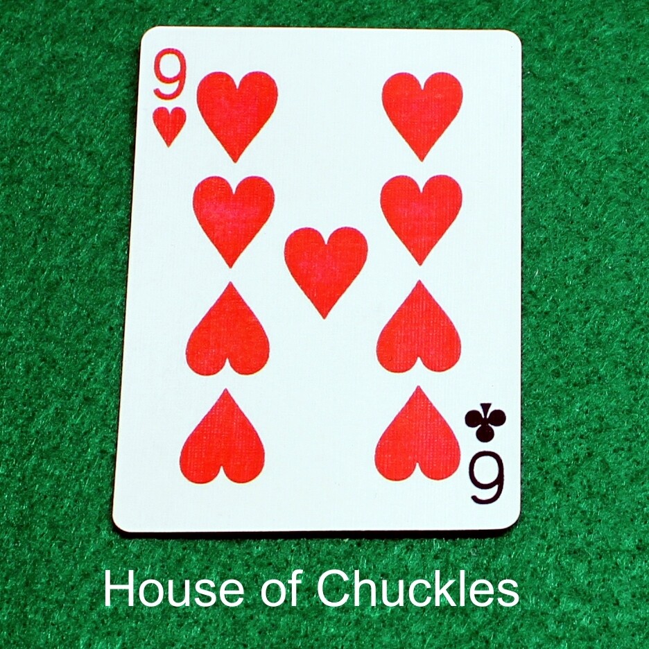9 of Hearts / 6 of Clubes - Mis-Indexed - Bicycle, Custom Printed Gaff Playing Card