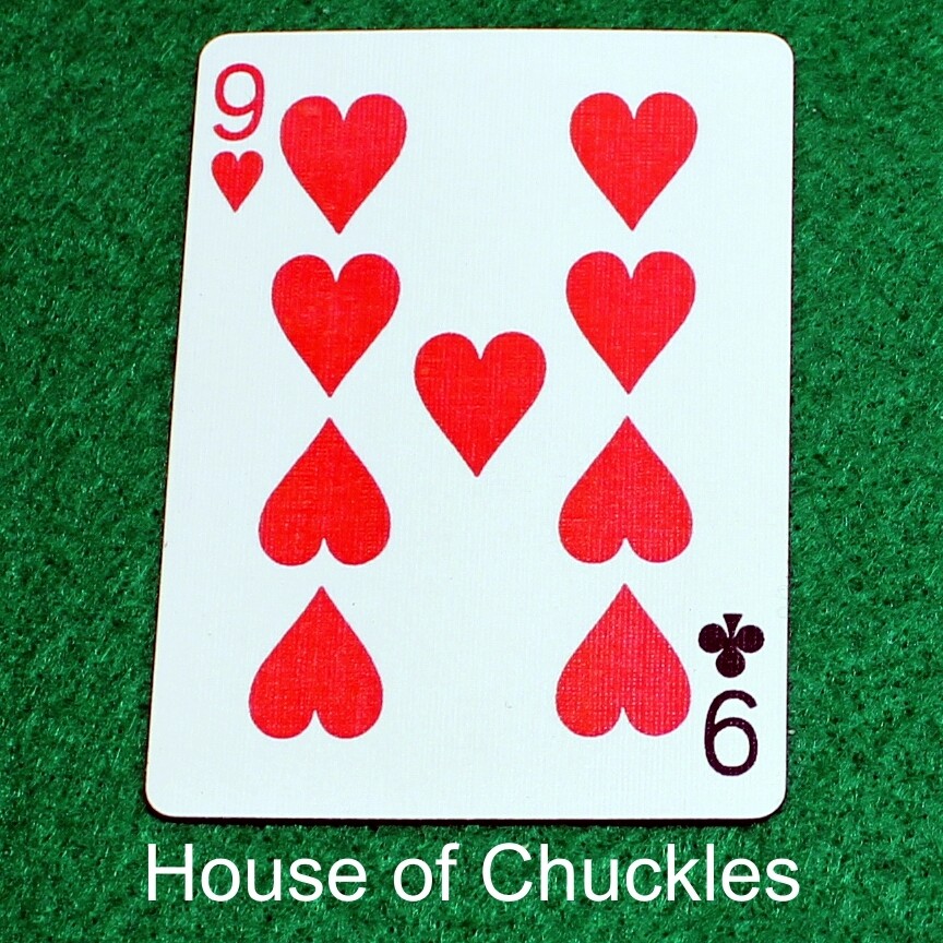 9 of Hearts / 9 of Clubes - Mis-Indexed - Bicycle, Custom Printed Gaff Playing Card