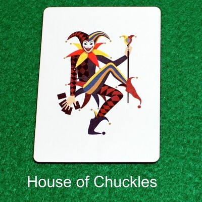 Joker With Staff and 5 Cards - Custom Printed Bicycle Gaff Playing Card