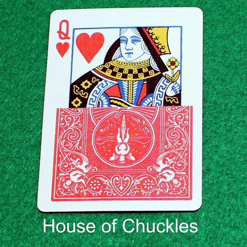 Queen of Hearts / Red Back - Half &amp; Half Horizontal - Custom Printed Bicycle Gaff Playing Card