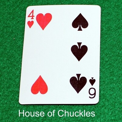 4 of Hearts / 6 of Spades - Half n Half Vertical - Custom Printed Bicycle Gaff Playing Card