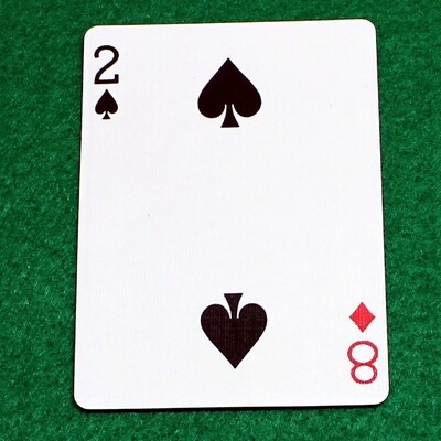 2 of Spades / 8 of Diamonds - Mis-Indexed - Bicycle, Custom Printed Gaff Playing Card