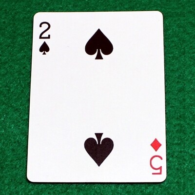 2 of Spades / 5 of Diamonds - Mis-Indexed - Bicycle, Custom Printed Gaff Playing Card