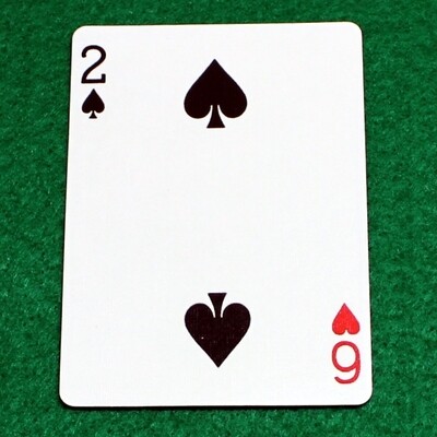 2 of Spades / 6 of Hearts - Mis-Indexed - Bicycle, Custom Printed Gaff Playing Card